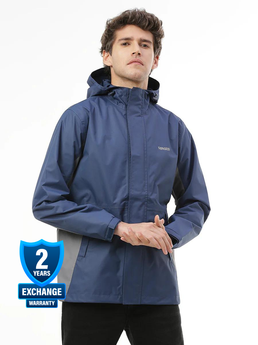 Waterproof Trekking Navy Grey Rain Jacket - ZRR003