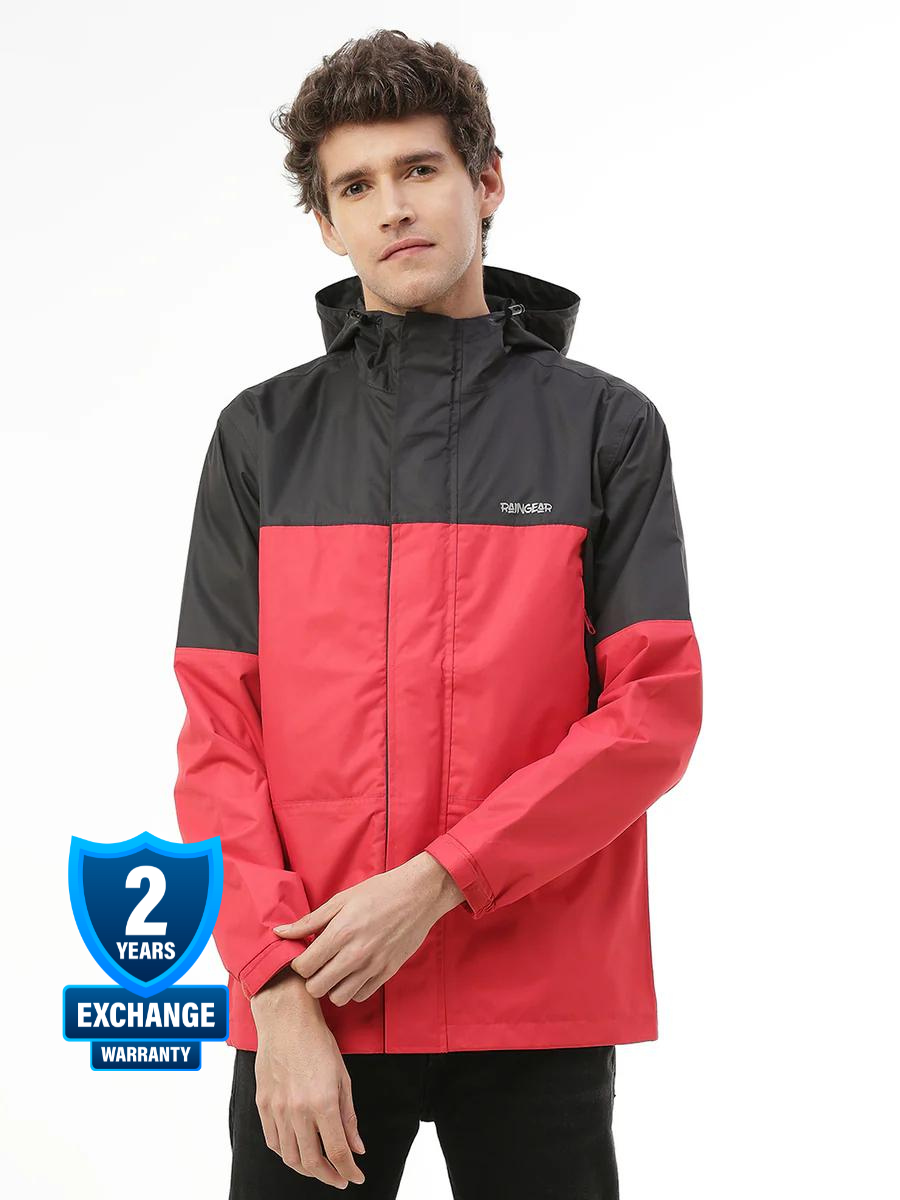 Expedition Black Red Men's Biker Rain Jacket - ZRR011