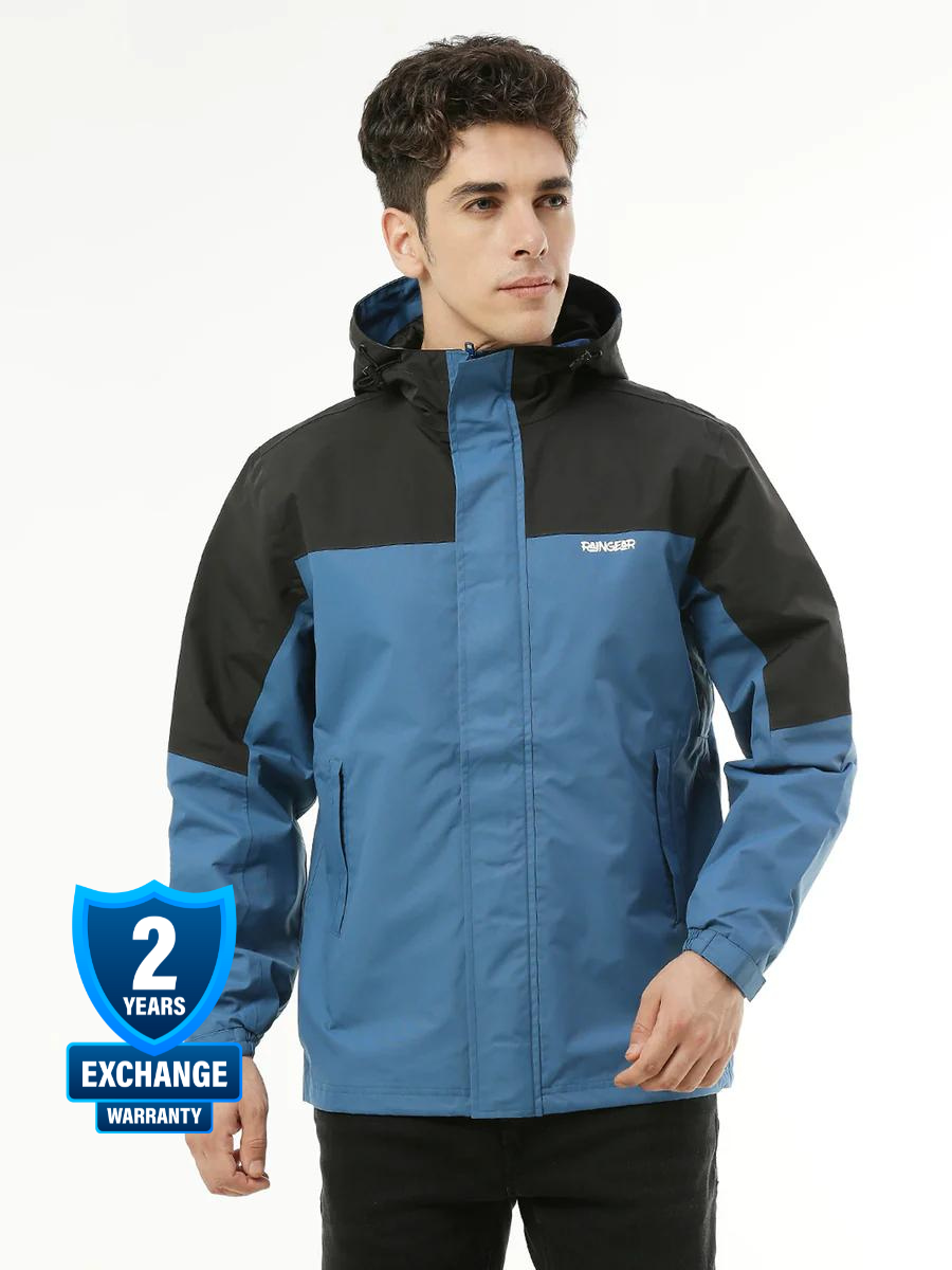 MonsoonShield Black Blue Rain Jacket For Men - ZRS012